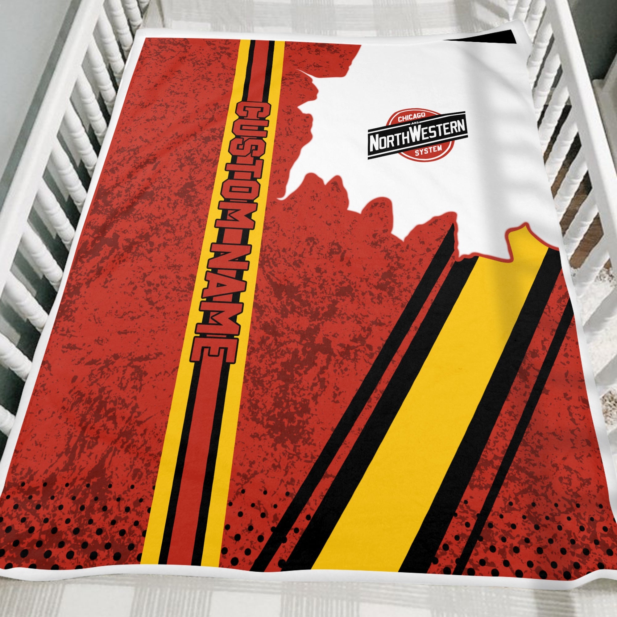 Railspirit Personalized Chicago and North Western Railway Blanket Vintage All Over Printed Blanket