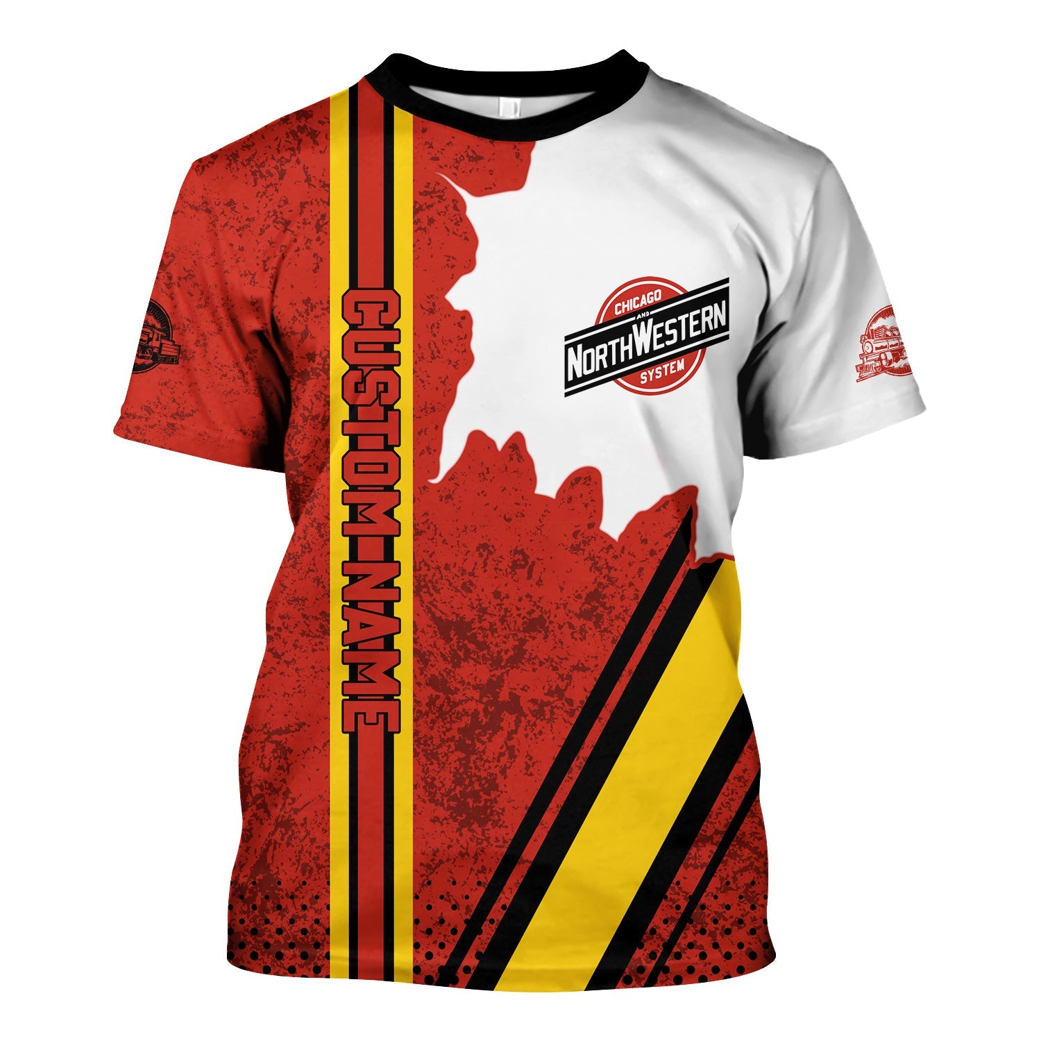 Railspirit Personalized Chicago and North Western Railway T-Shirt All Over Printed Unisex Shirt