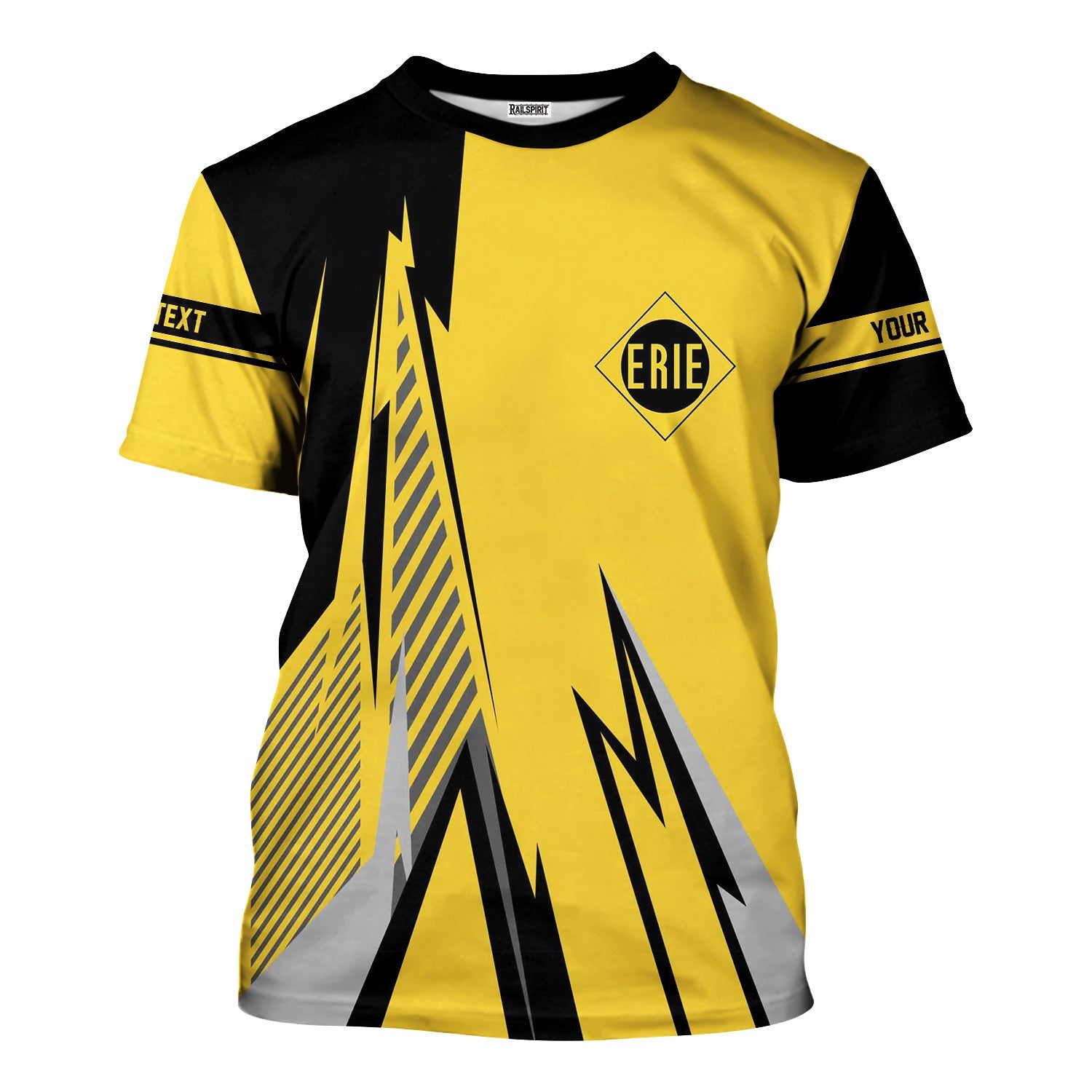 Railspirit Personalized Erie Railroad T-Shirt Lightning-Inspired Railway Style Shirt For Train Lovers