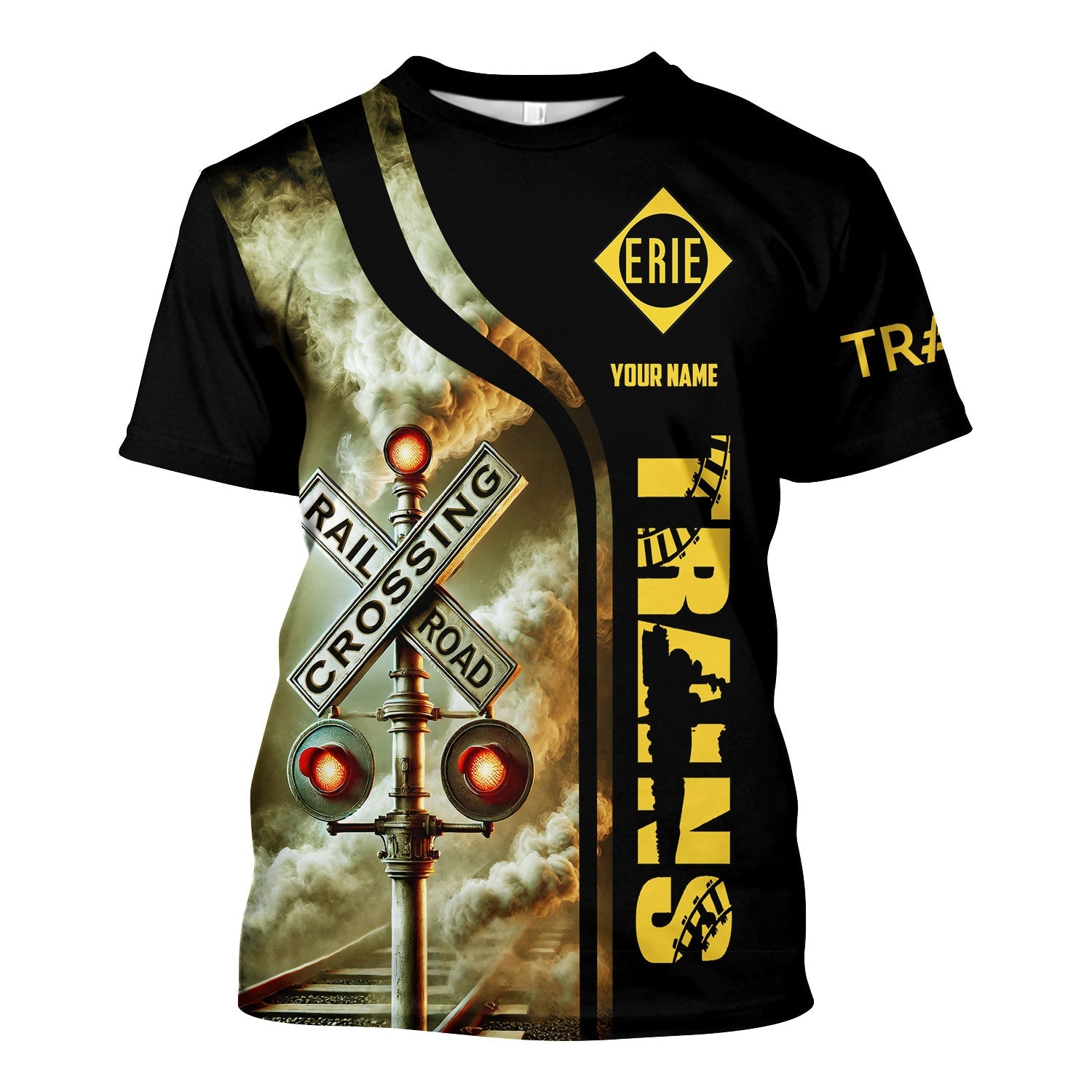 Railspirit Custom Name Erie Railroad T Shirt Railroad Crossing Sign Train Shirt All Over Print