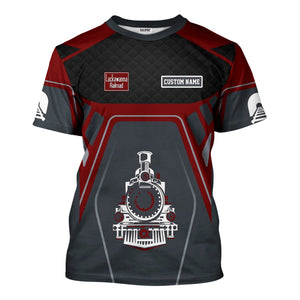 Railspirit Personalized Delaware, Lackawanna and Western Railroad T-Shirt Steam Locomotive Engine Graphic DL&W Train Shirt All Over Print