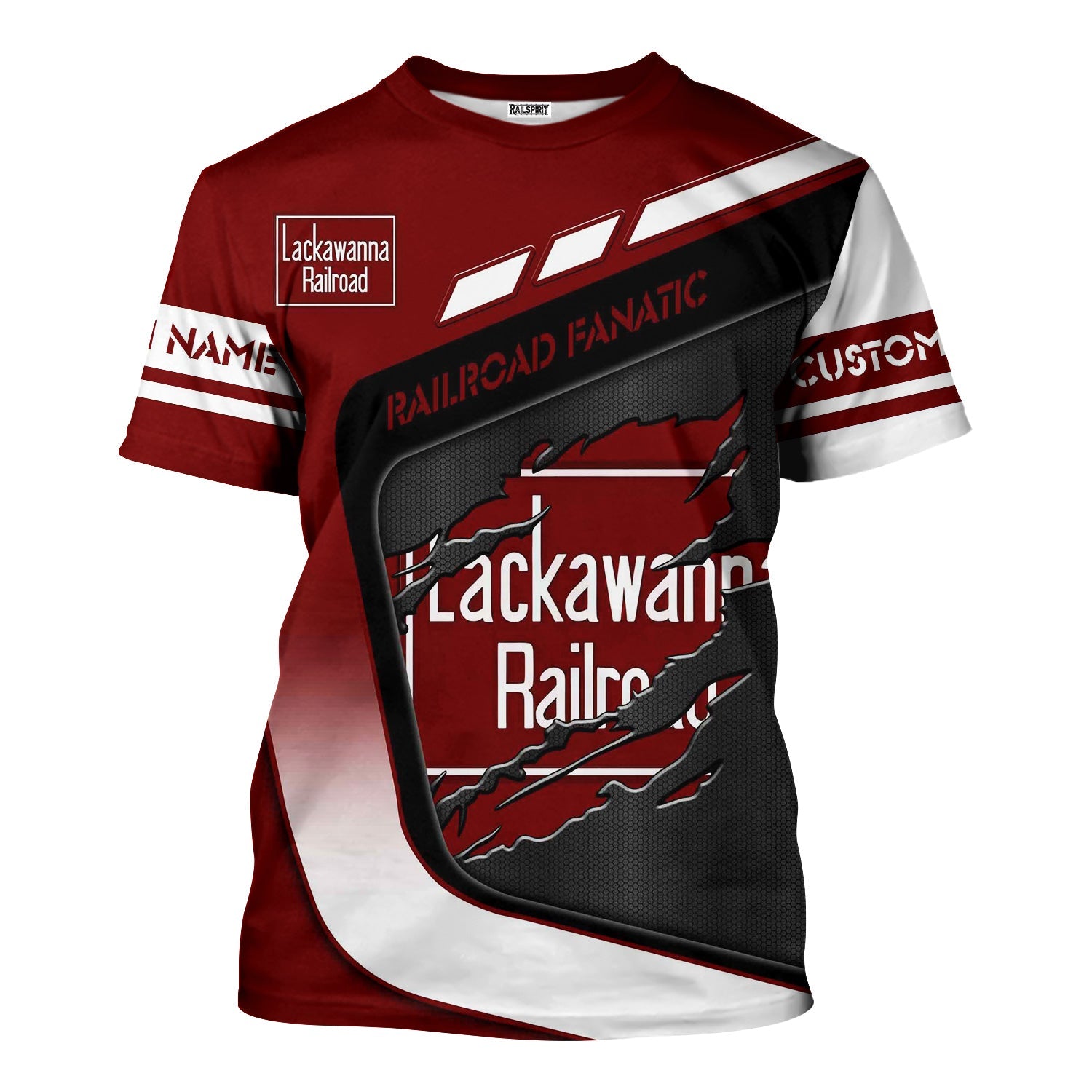 Railspirit Personalized Delaware, Lackawanna and Western Railroad T-Shirt Ripped Texture Style DL&W Train Shirt For Railroad Fanatic