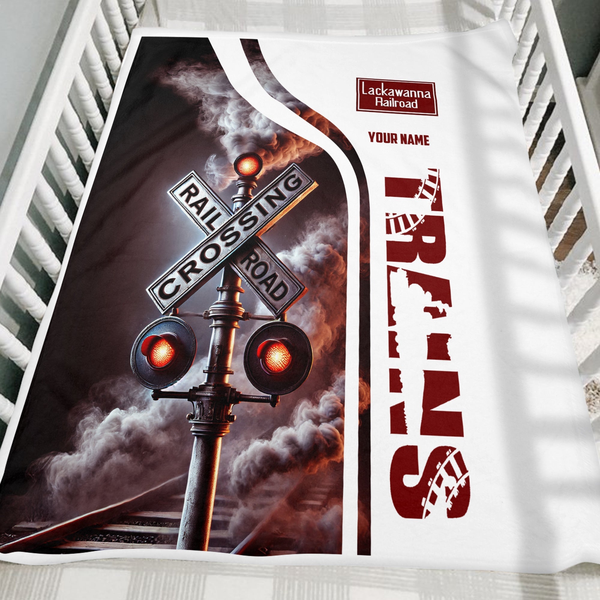 Railspirit Personalized Delaware, Lackawanna and Western Railroad Blanket Railroad Crossing Sign DL&W Blanket All Over Print