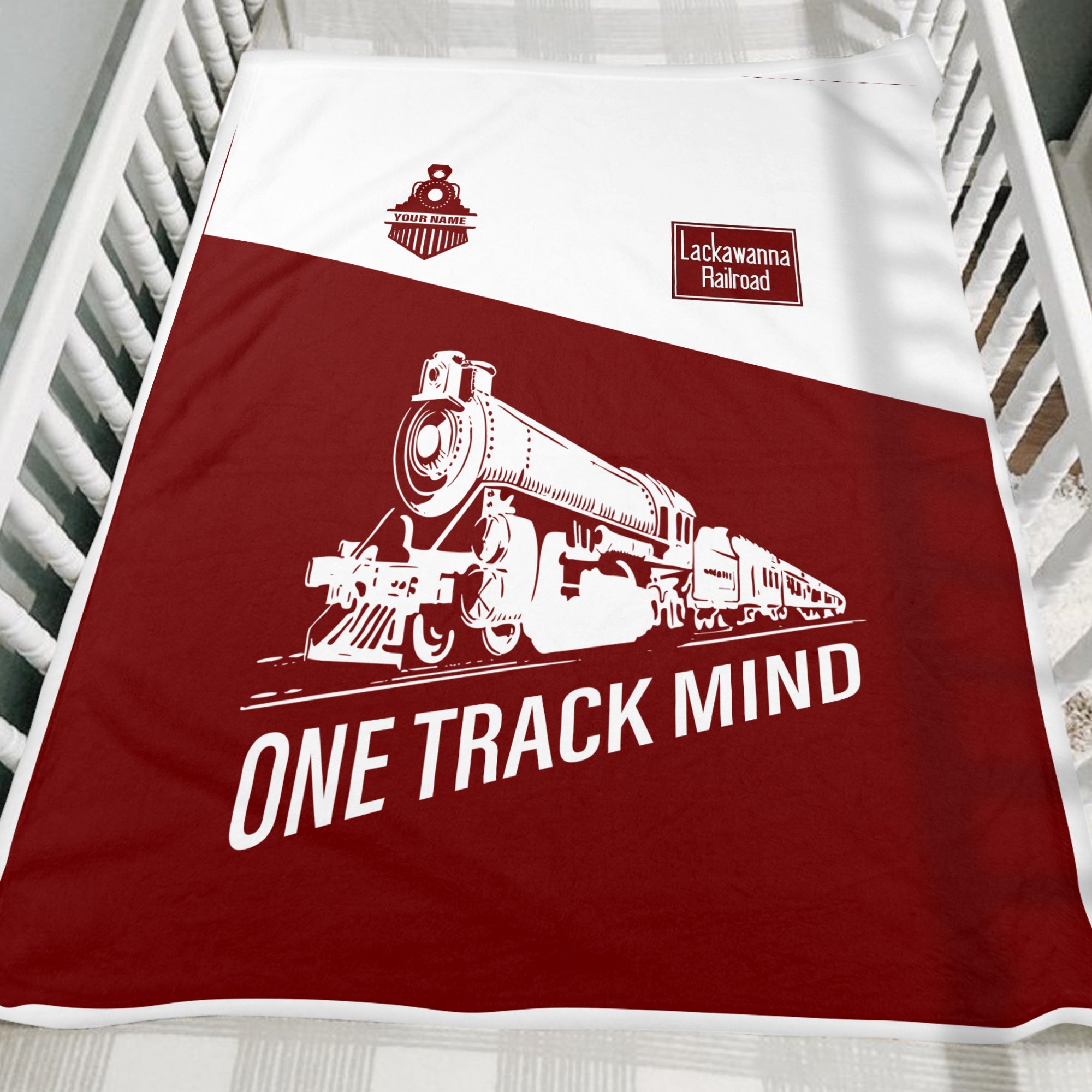 Railspirit Personalized Delaware, Lackawanna and Western Railroad Blanket One Track Mind DL&W Train Blanket Gift Idea For Train Lover