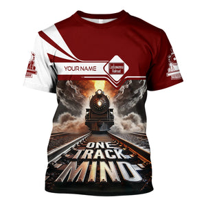 Railspirit Personalized Delaware, Lackawanna and Western Railroad T Shirt One Track Mind DL&W Train Printed Shirt