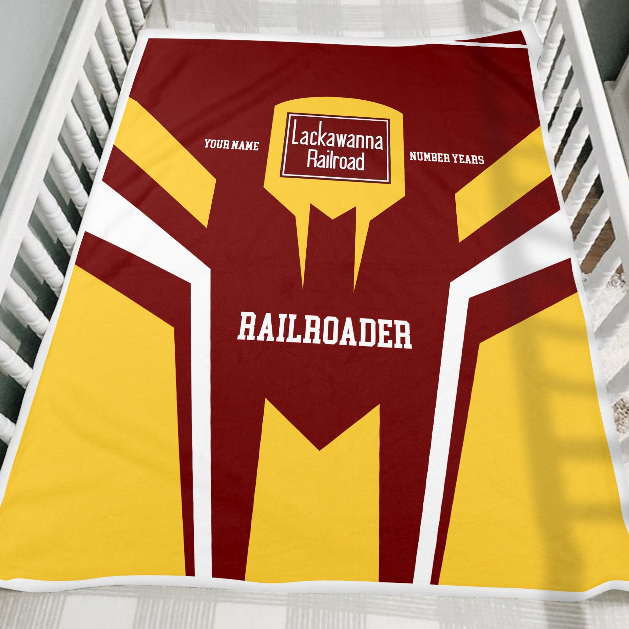 Railspirit Personalized Delaware, Lackawanna and Western Railroad Blanket Custom Year Railroader DL&W Gift Idea For Train Lover