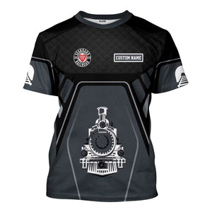 Railspirit Personalized Seaboard Air Line Railroad T-Shirt Steam Locomotive Engine Graphic Train Shirt All Over Print
