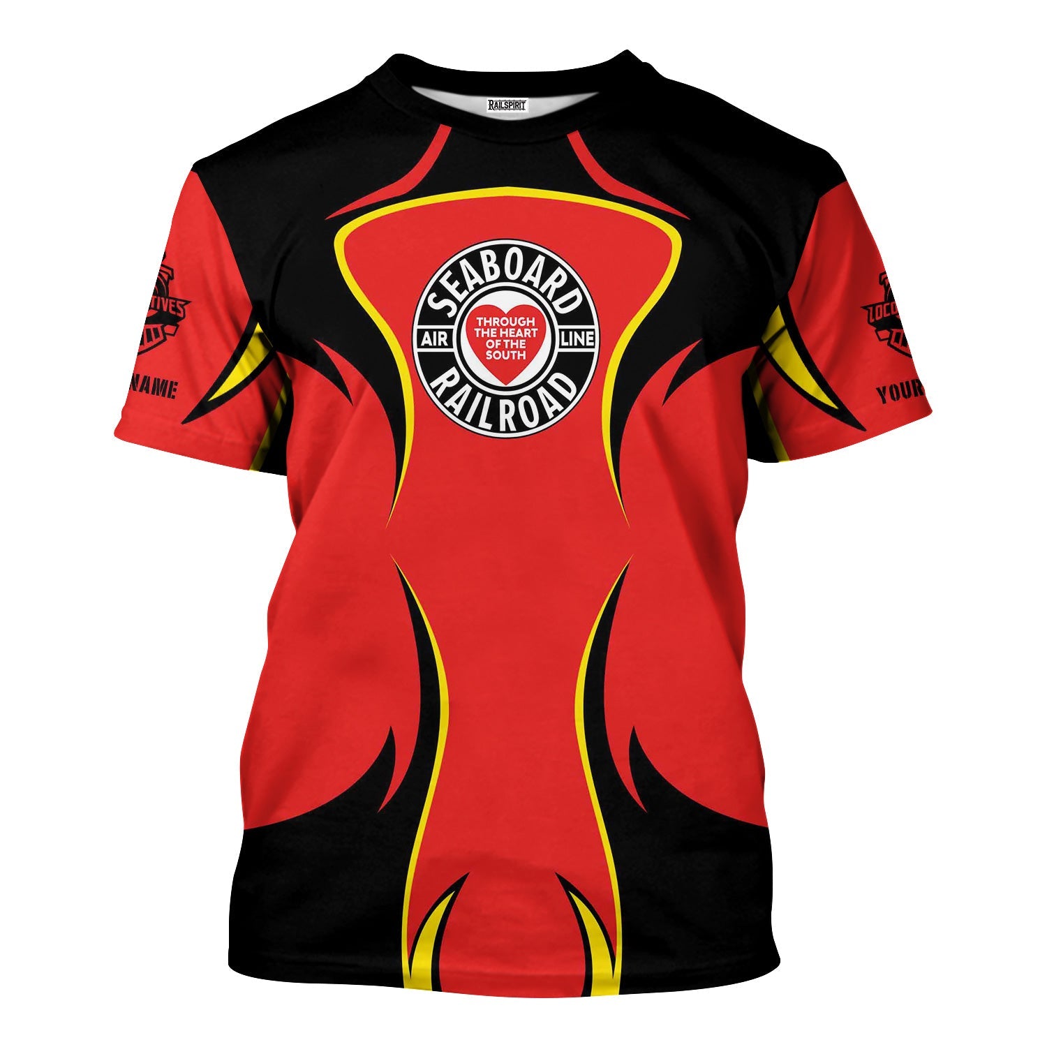 Railspirit Personalized Seaboard Air Line Railroad T-Shirt Distinctive Flame Style Shirt For Steam Engine Addict