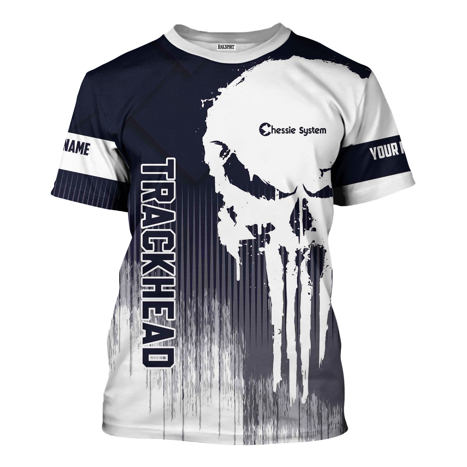 Railspirit Personalized Chessie System Railroad T-Shirt Skull Design with Custom Job Train Shirt for Trackhead Crew