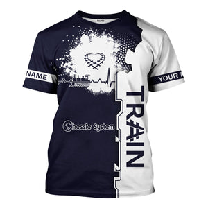 Railspirit Personalized Chessie System Railroad T-Shirt Engine Heartbeat and Track Love Style Shirt Gift Idea For Train Lovers