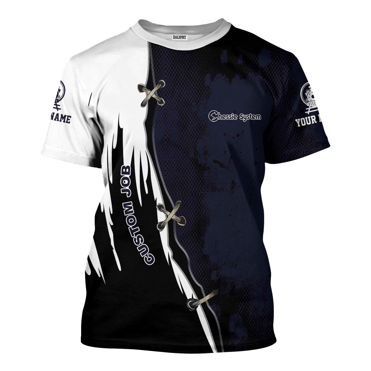 Railspirit Personalized Chessie System Railroad T-Shirt Retro Stitches Design with Custom Position Train Shirt