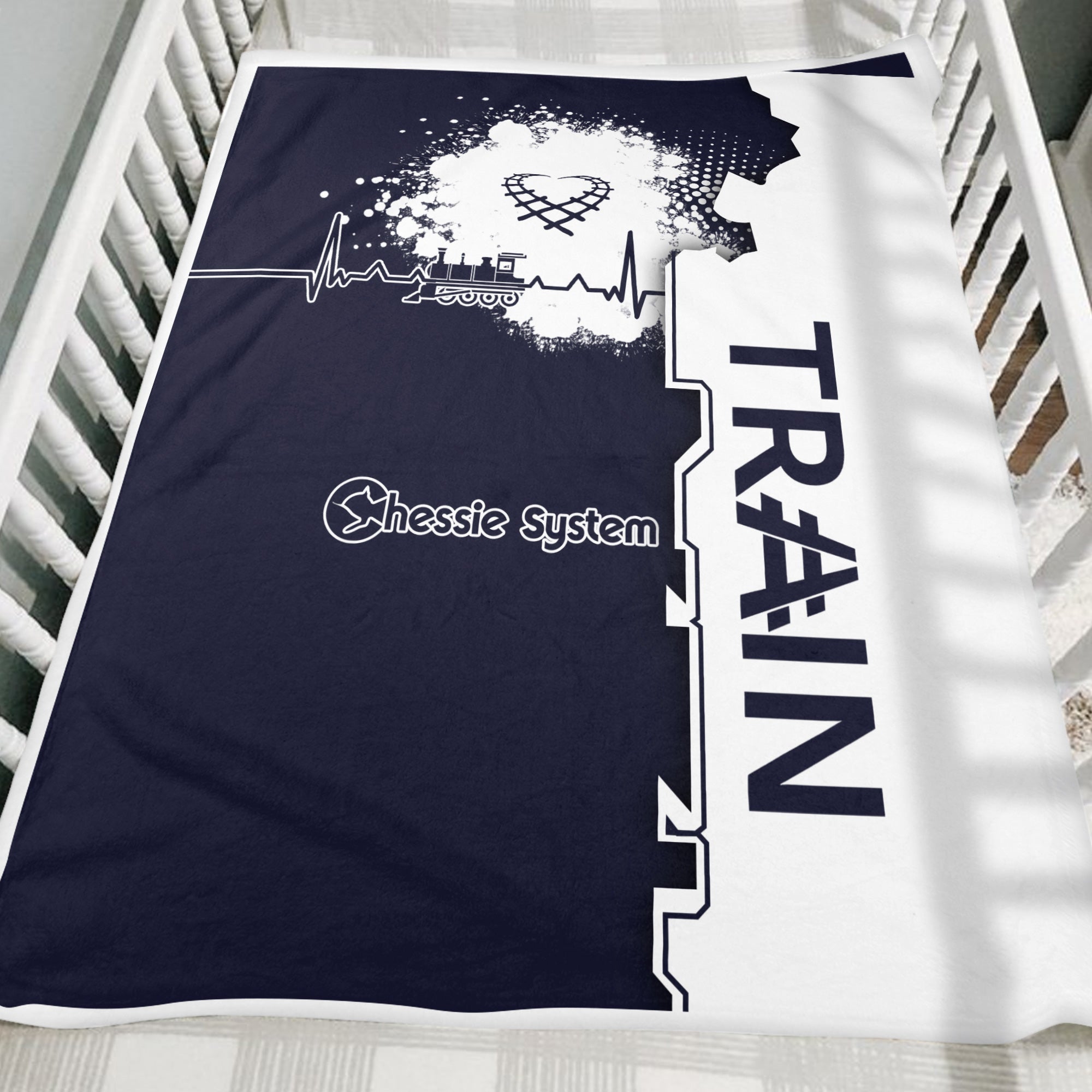 Railspirit Chessie System Railroad Blanket Engine Heartbeat and Track Love Style Blanket Gift Idea For Train Lovers