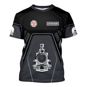 Railspirit Personalized Atlantic Coast Line Railroad T-Shirt Steam Locomotive Engine Graphic Train Shirt All Over Print