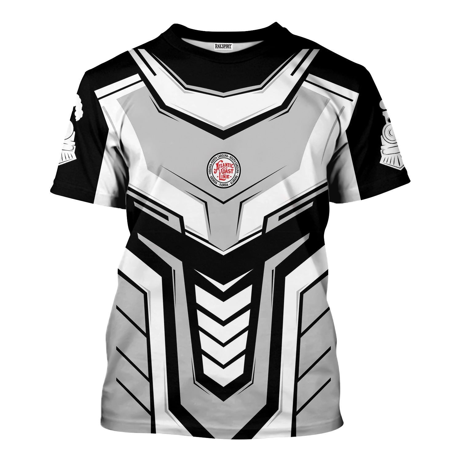 Railspirit Personalized Atlantic Coast Line Railroad T-Shirt Armor-Inspired Design Train Shirt All Over Print