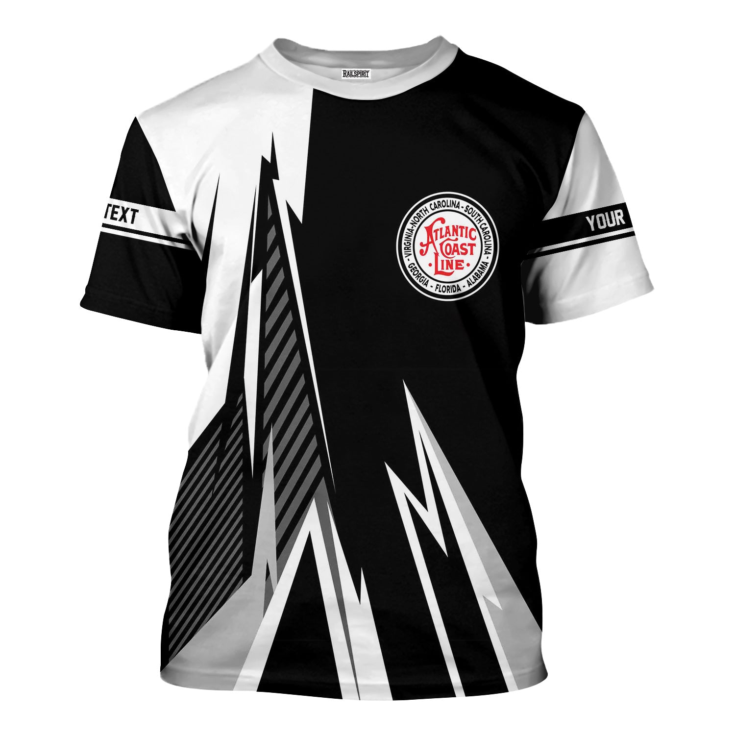 Railspirit Personalized Atlantic Coast Line Railroad T-Shirt Lightning-Inspired Railway Style Shirt For Train Lovers