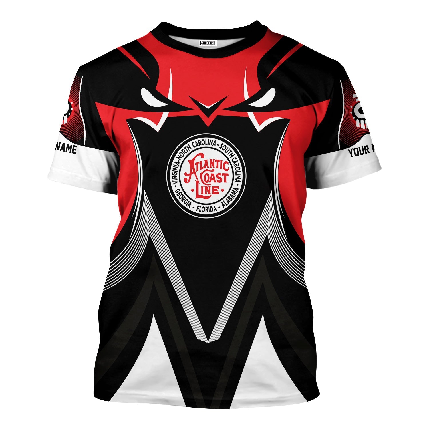 Railspirit Personalized Atlantic Coast Line Railroad T-Shirt Vibrant Graphic Pattern Shirt For Train Enthusiasts