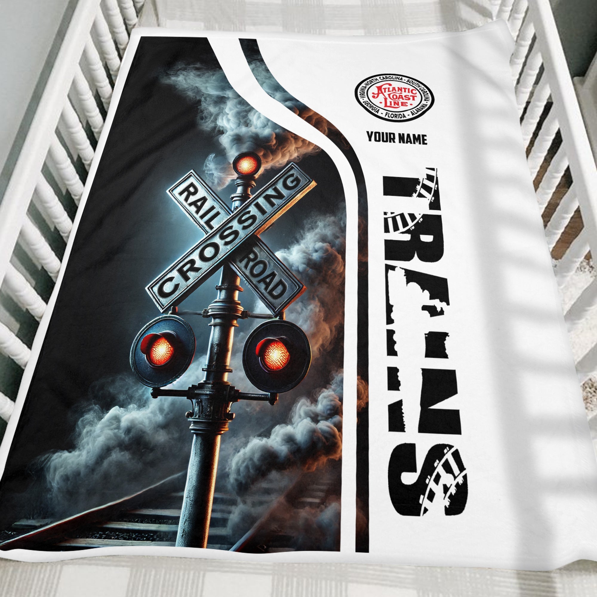 Railspirit Personalized Atlantic Coast Line Railroad Blanket Railroad Crossing Sign Blanket All Over Print
