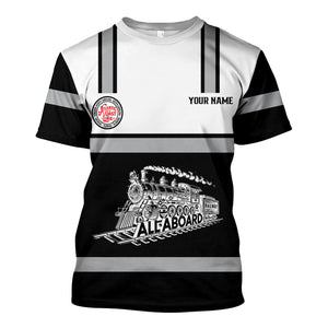 Railspirit Custom Name Atlantic Coast Line Railroad T Shirt Eat Train Sleep Repeat Printed Train Shirt