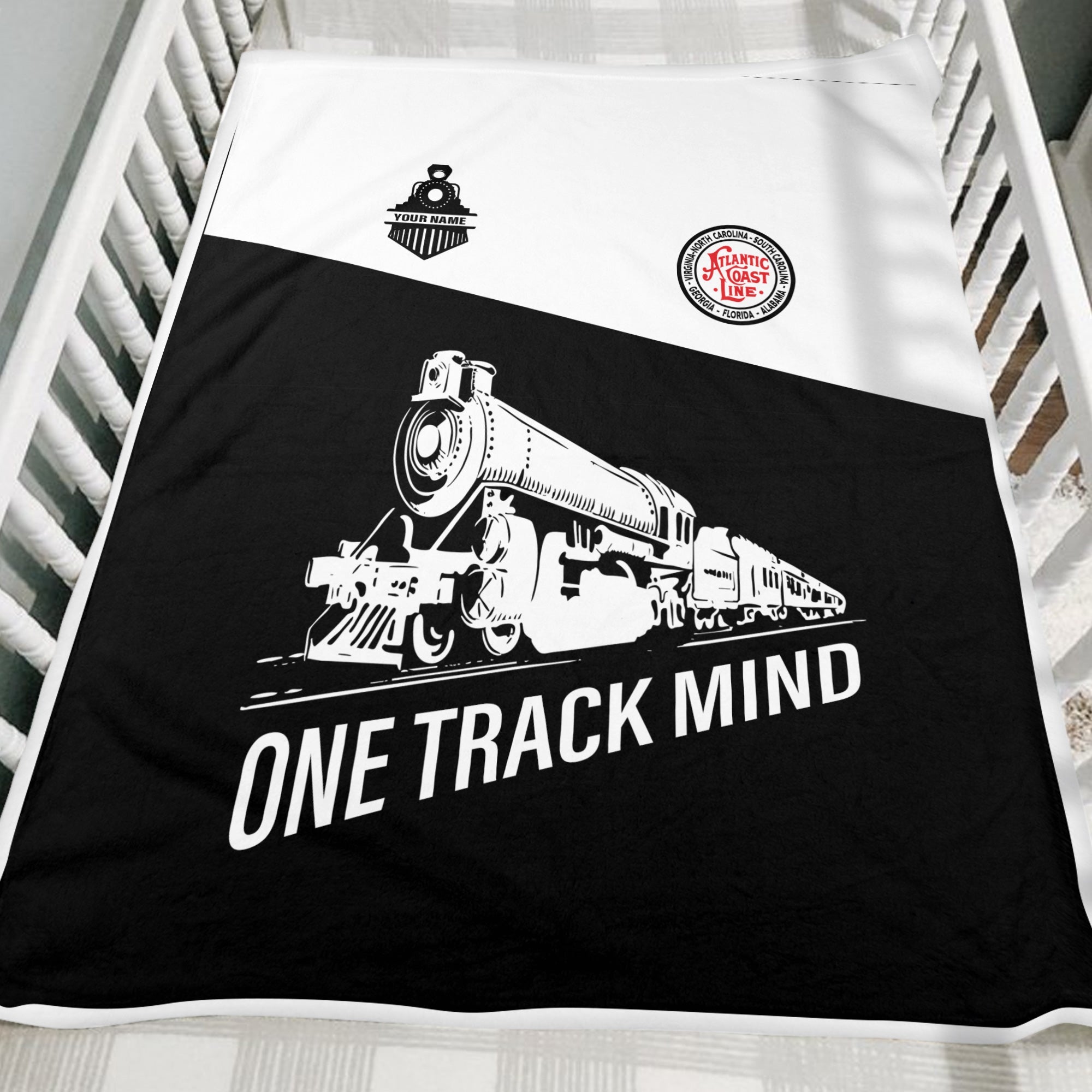 Railspirit Personalized Atlantic Coast Line Railroad Blanket One Track Mind Train Blanket Gift Idea For Train Lover