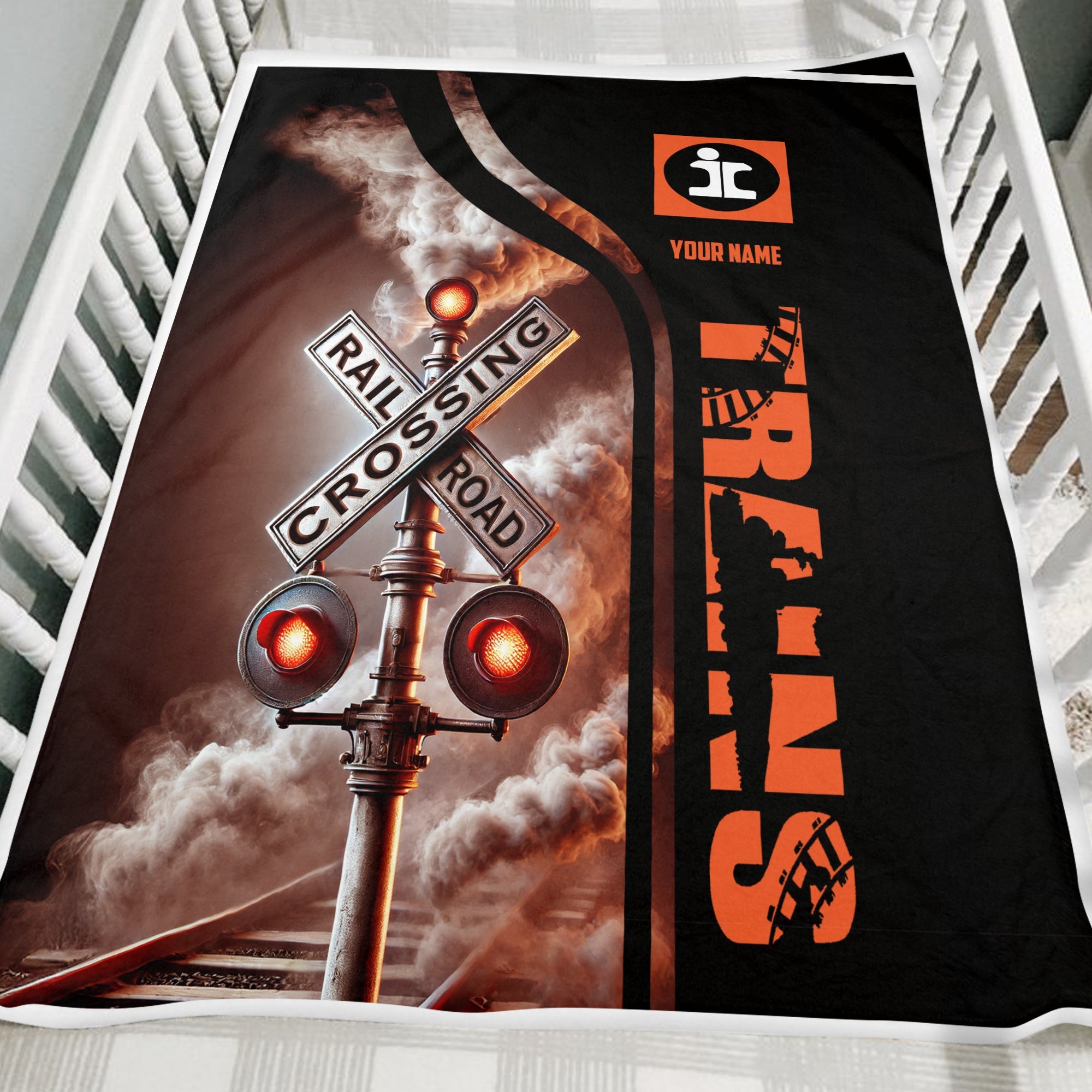 Railspirit Personalized Illinois Central Railroad Blanket Railroad Crossing Sign Blanket All Over Print