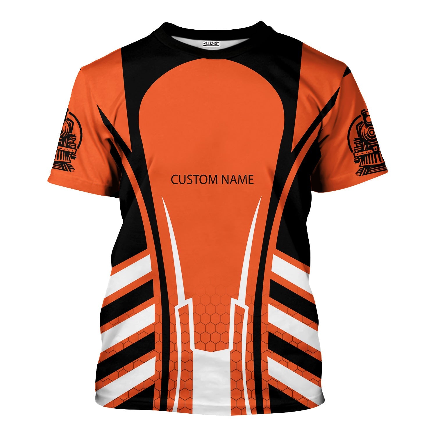 Railspirit Personalized Illinois Central Railroad T-Shirt Striped Railroad Style Train Shirt All Over Print