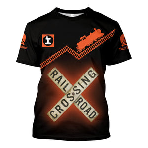 Railspirit Personalized Illinois Central Railroad T Shirt Railroad Crossing Printed Train Track Shirt