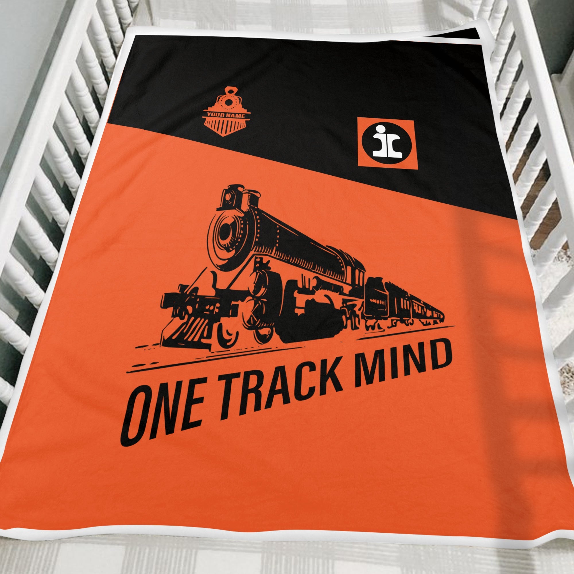 Railspirit Personalized Illinois Central Railroad Blanket One Track Mind Train Blanket Gift Idea For Train Lover