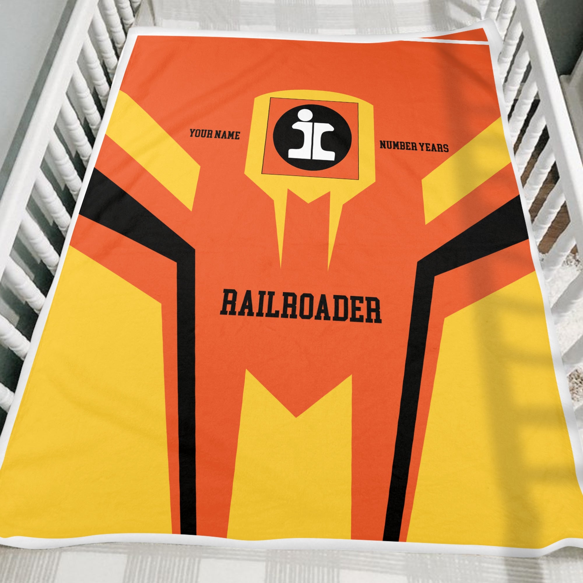 Railspirit Personalized Illinois Central Railroad Blanket Custom Year Railroader Gift Idea For Train Lover