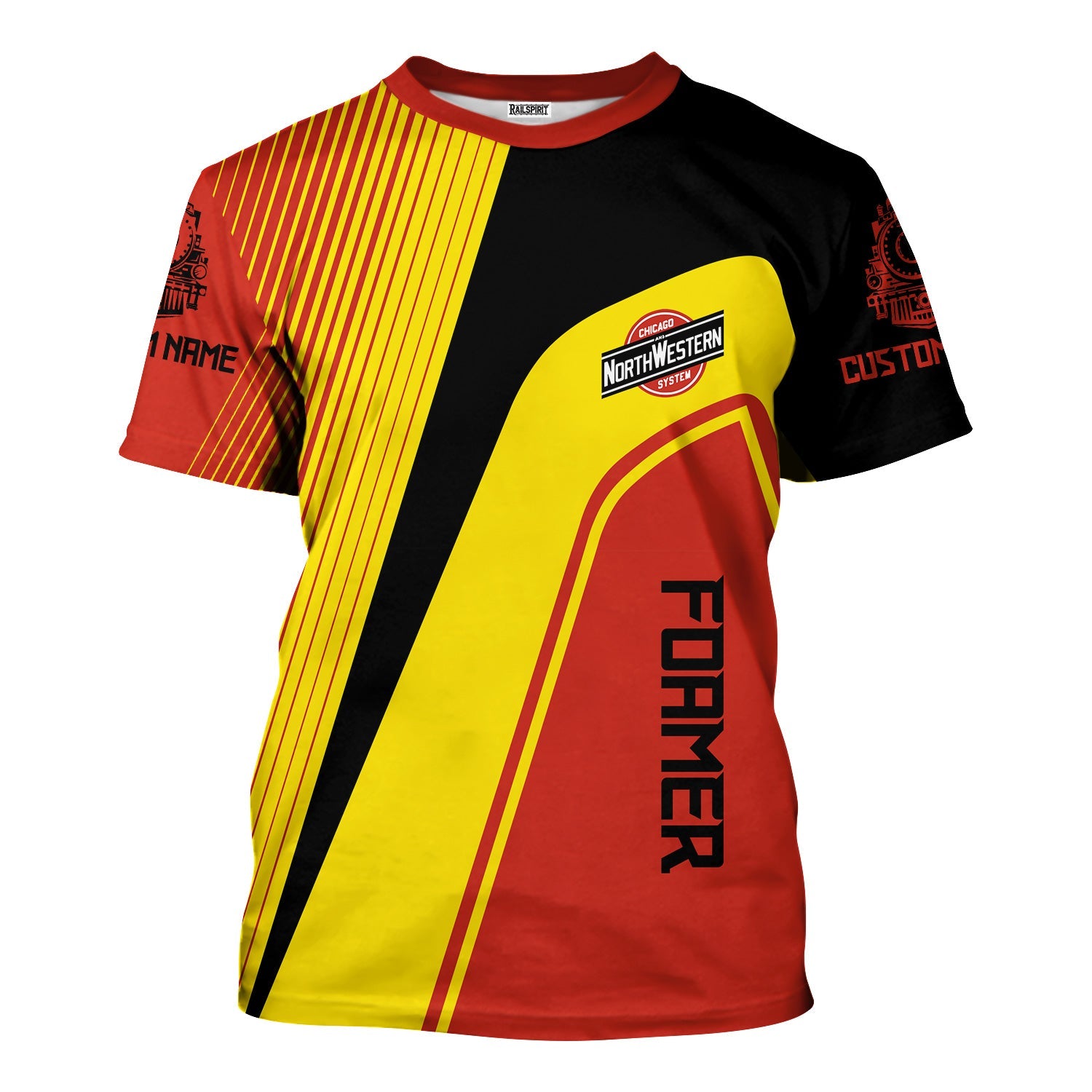Railspirit Personalized Chicago and North Western Railway T-Shirt Vibrant Striking Style Shirt For Rail Enthusiasts
