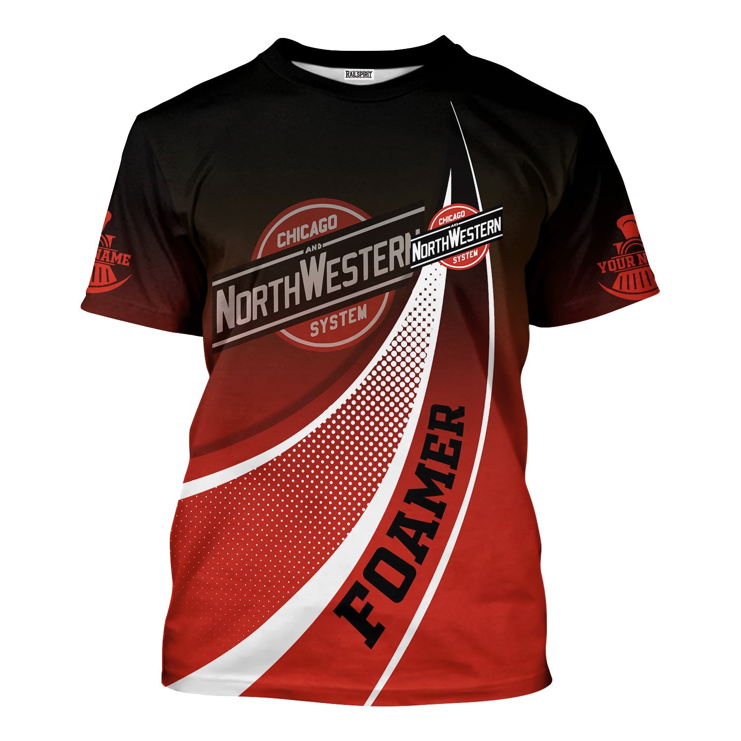 Railspirit Personalized Chicago and North Western Railway T-Shirt Railway-Themed Style Shirt Gift Idea For Trainspotter
