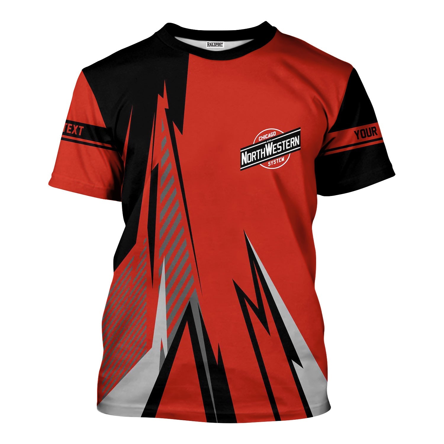 Railspirit Personalized Chicago and North Western Railway T-Shirt Lightning-Inspired Railway Style Shirt For Train Lovers