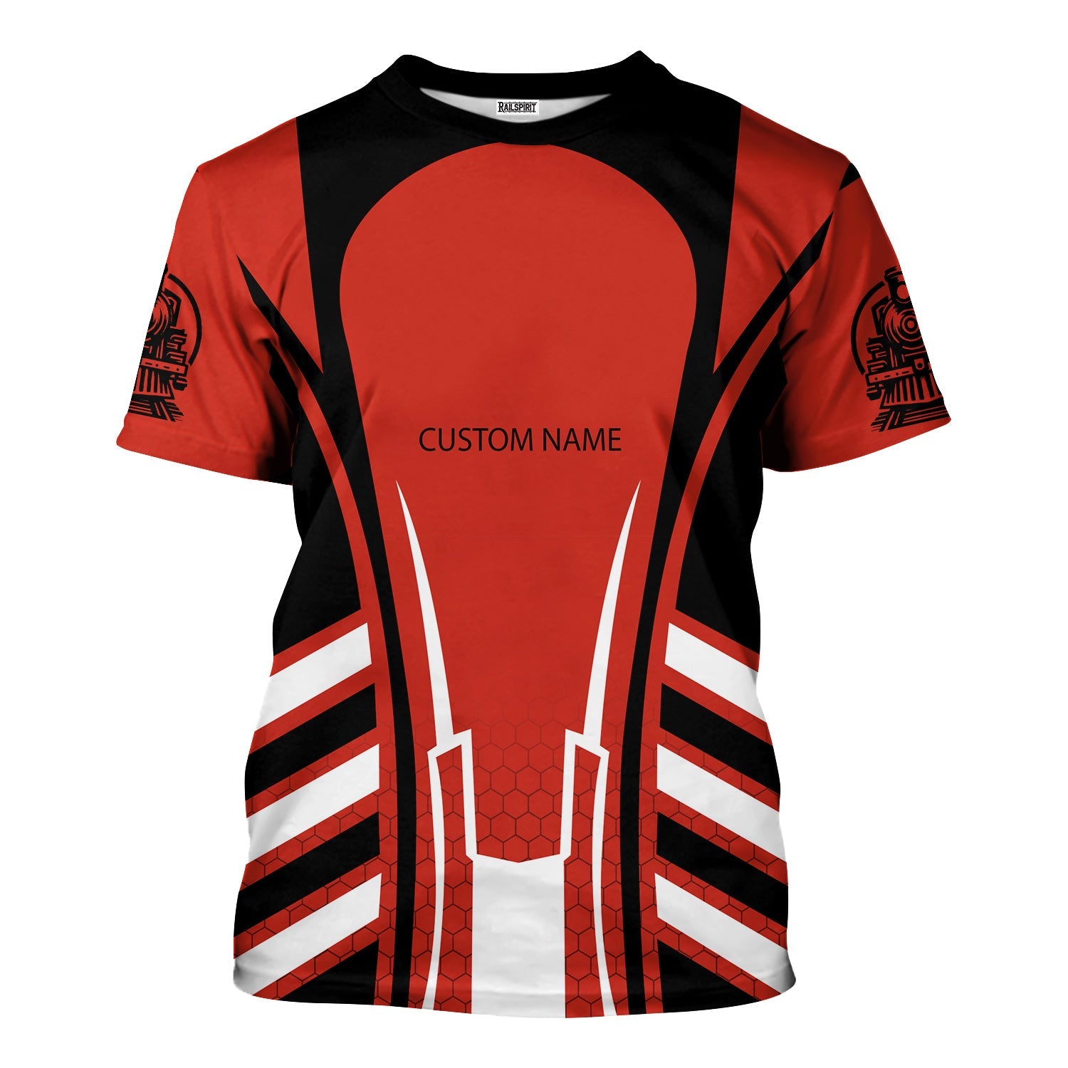 Railspirit Personalized Chicago and North Western Railway T-Shirt Striped Railroad Style Train Shirt All Over Print