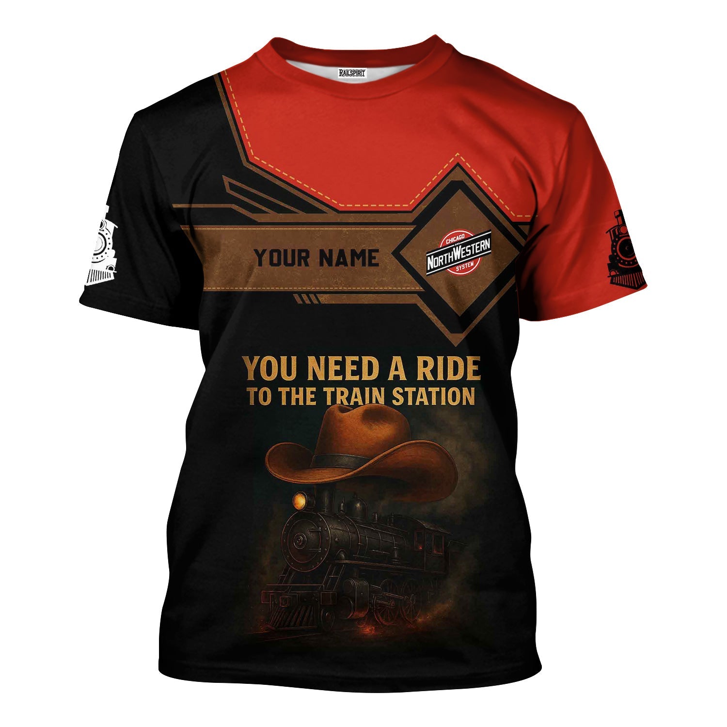 Railspirit Personalized Chicago and North Western Railway T-Shirt You Need A Ride To The Train Station Shirt For Train Lovers