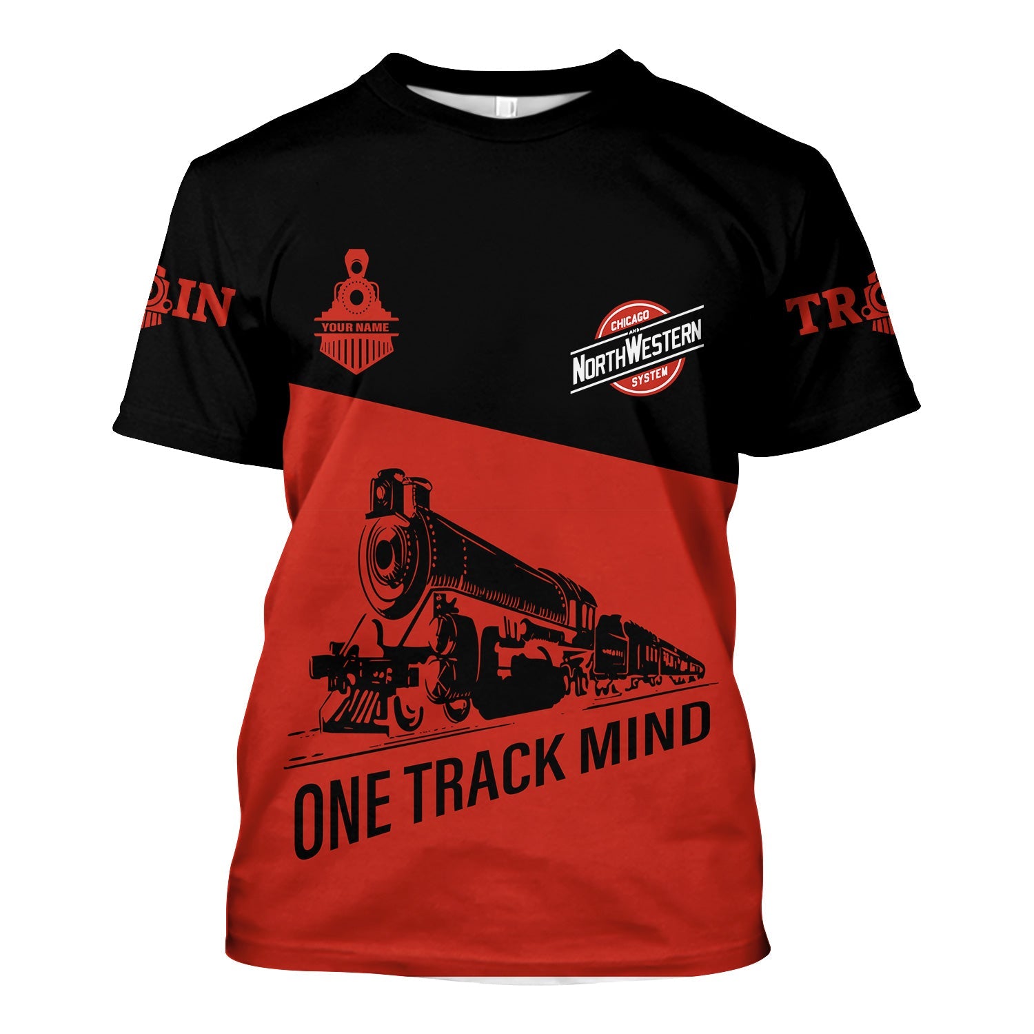 Railspirit Personalized Chicago and North Western Railway T Shirt One Track Mind Unisex Train Shirt Gift Idea For Train Lover