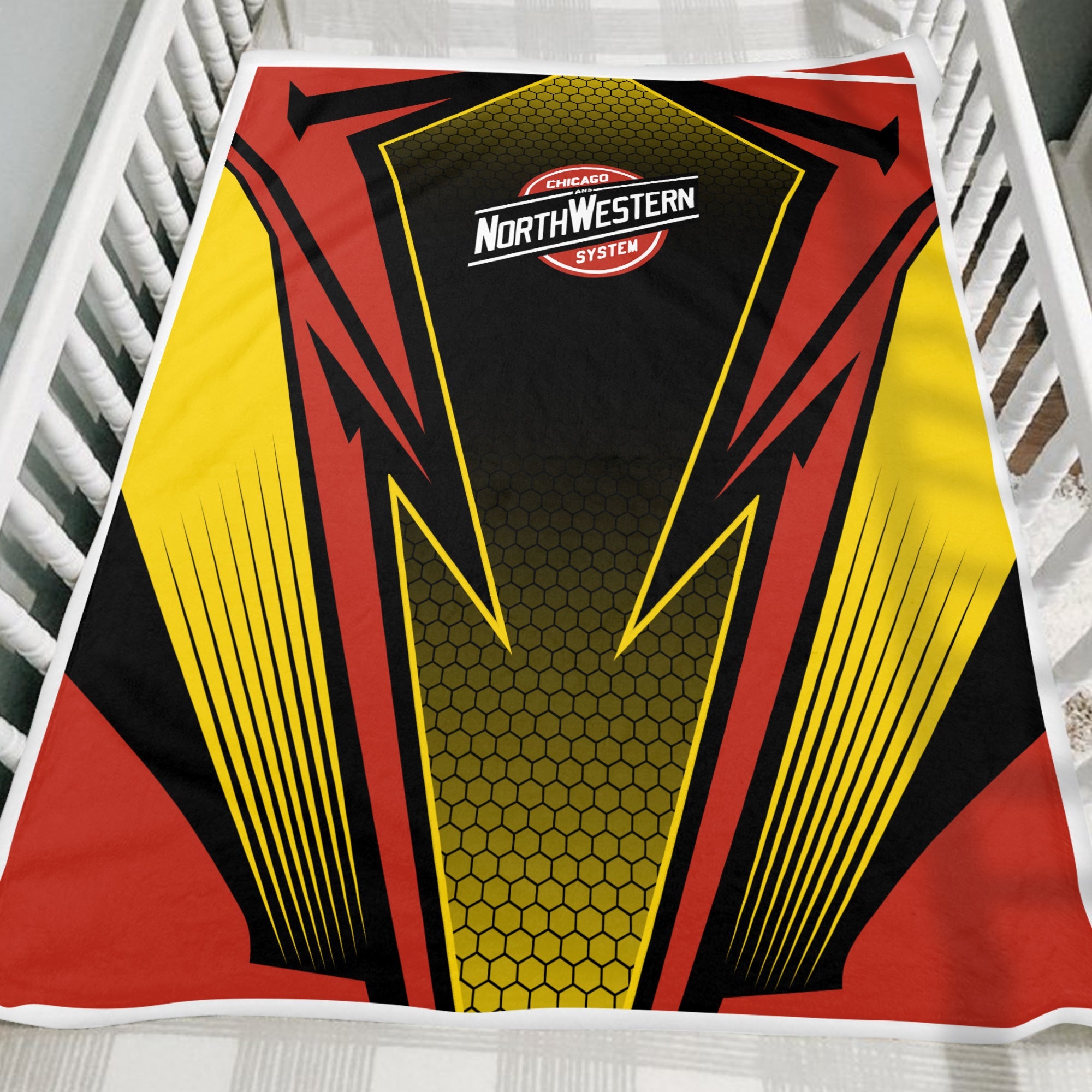 Railspirit Chicago and North Western Railway Blanket Lightning Graphic Style Blanket Gift Idea For Train Lover