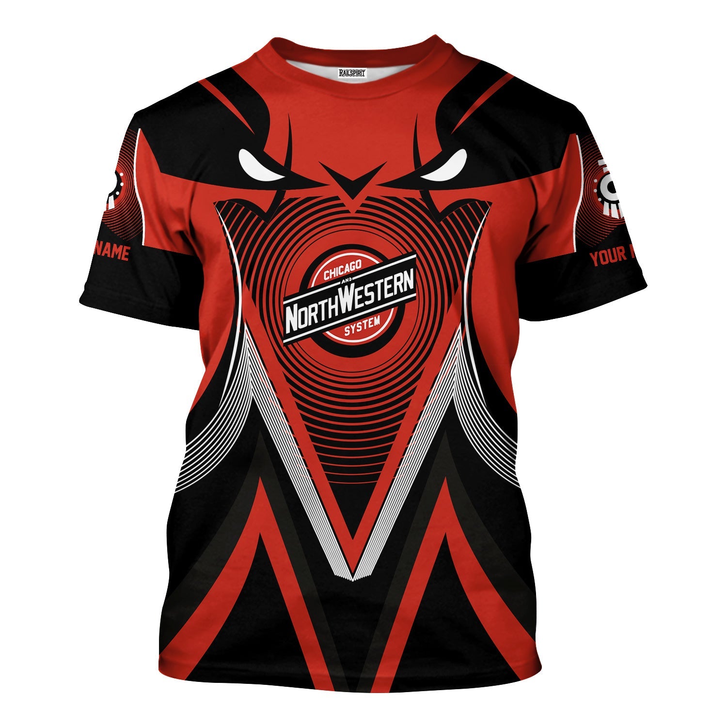 Railspirit Personalized Chicago and North Western Railway T-Shirt Vibrant Graphic Pattern Shirt For Train Enthusiasts