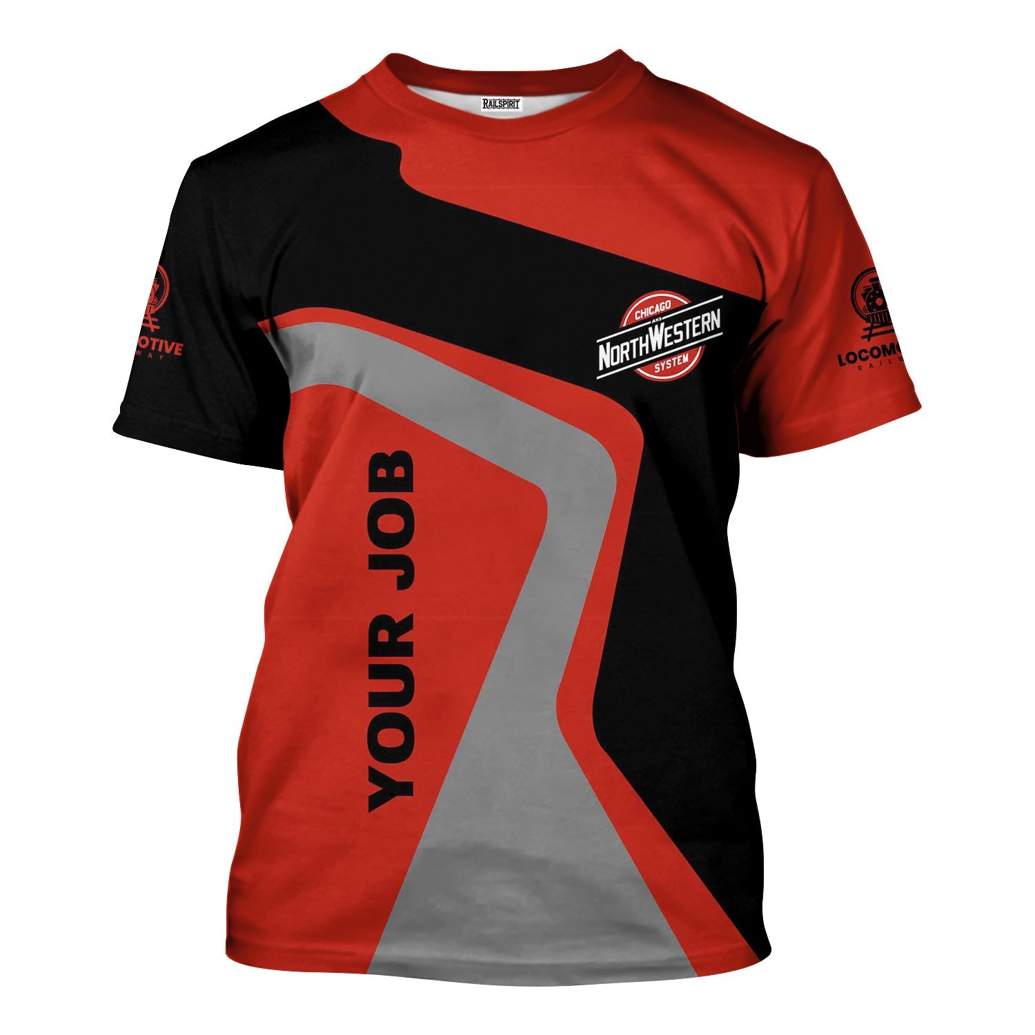 Railspirit Personalized Chicago and North Western Railway T-Shirt Unique Design with Custom Job Position Train Shirt