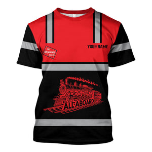 Railspirit Custom Name Chicago, Milwaukee, St. Paul and Pacific Railroad T Shirt Eat Train Sleep Repeat Milwaukee Road Printed Train Shirt