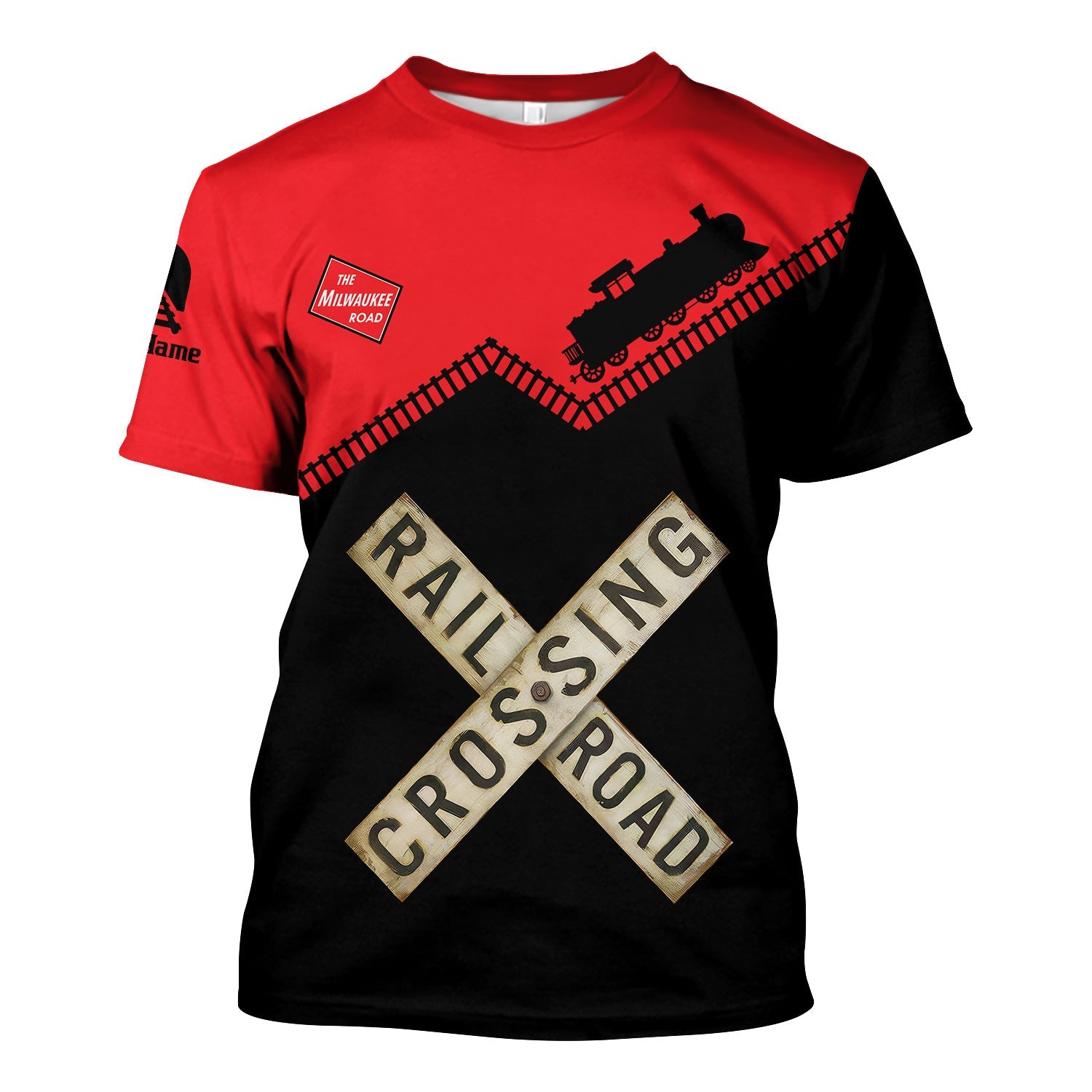 Railspirit Personalized Chicago, Milwaukee, St. Paul and Pacific Railroad T Shirt Railroad Crossing Printed Train Track Shirt
