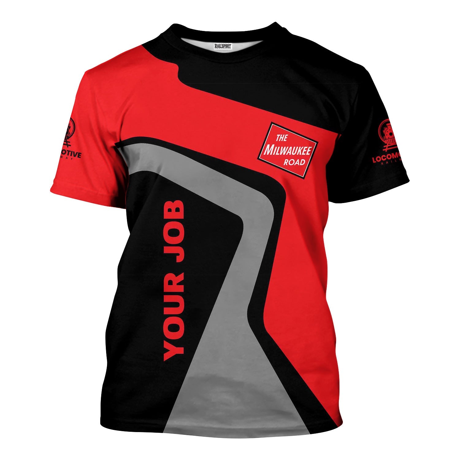 Railspirit Personalized Chicago, Milwaukee, St. Paul and Pacific Railroad T-Shirt Unique Design with Custom Job Position Milwaukee Road Train Shirt