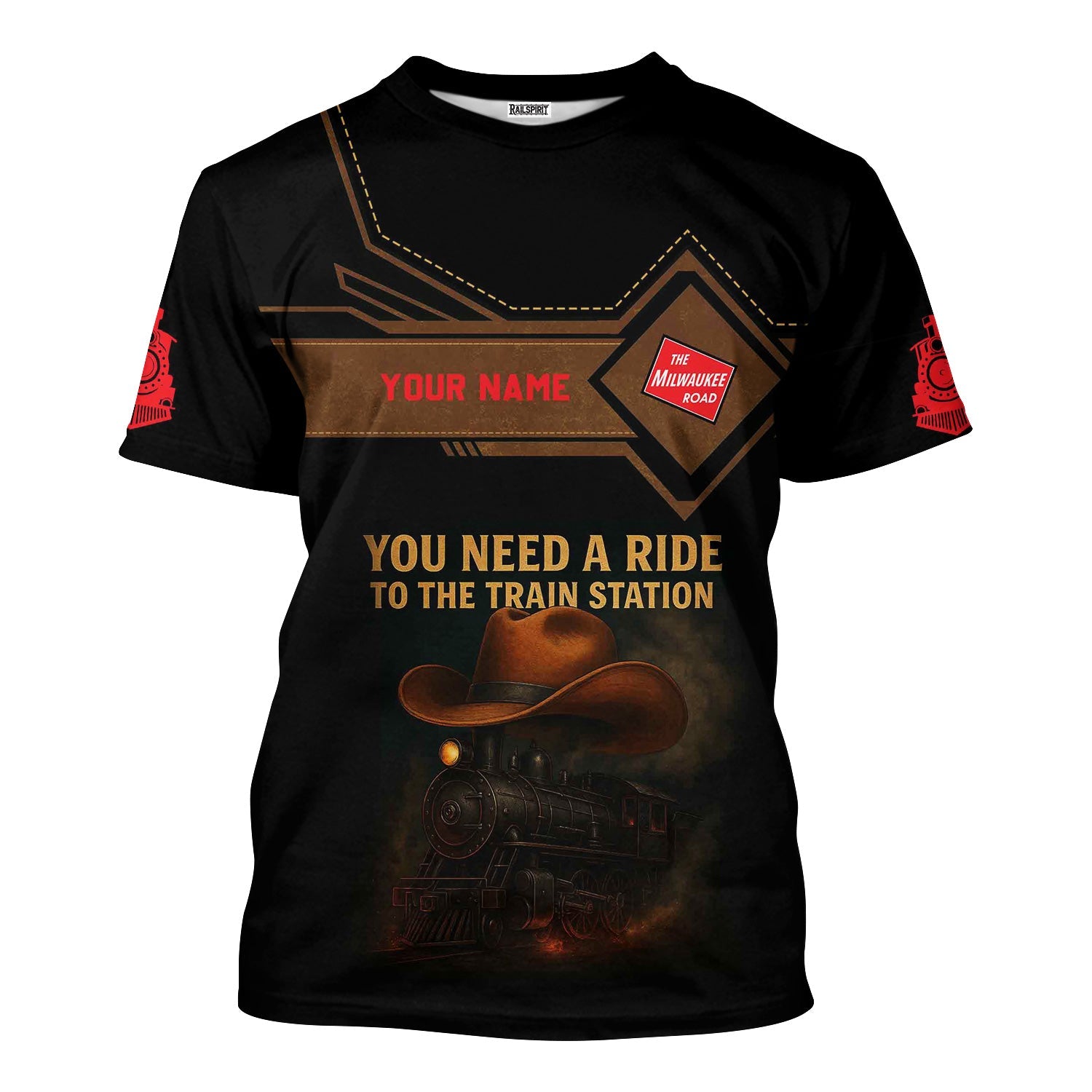 Railspirit Personalized Chicago, Milwaukee, St. Paul and Pacific Railroad T-Shirt You Need A Ride To The Train Station Milwaukee Road Shirt