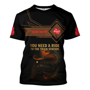 Railspirit Personalized Chicago, Milwaukee, St. Paul and Pacific Railroad T-Shirt You Need A Ride To The Train Station Milwaukee Road Shirt