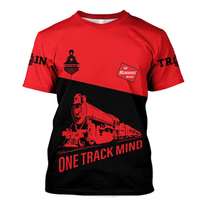 Railspirit Personalized Chicago, Milwaukee, St. Paul and Pacific Railroad T Shirt One Track Mind Unisex Train Shirt Gift Idea For Train Lover