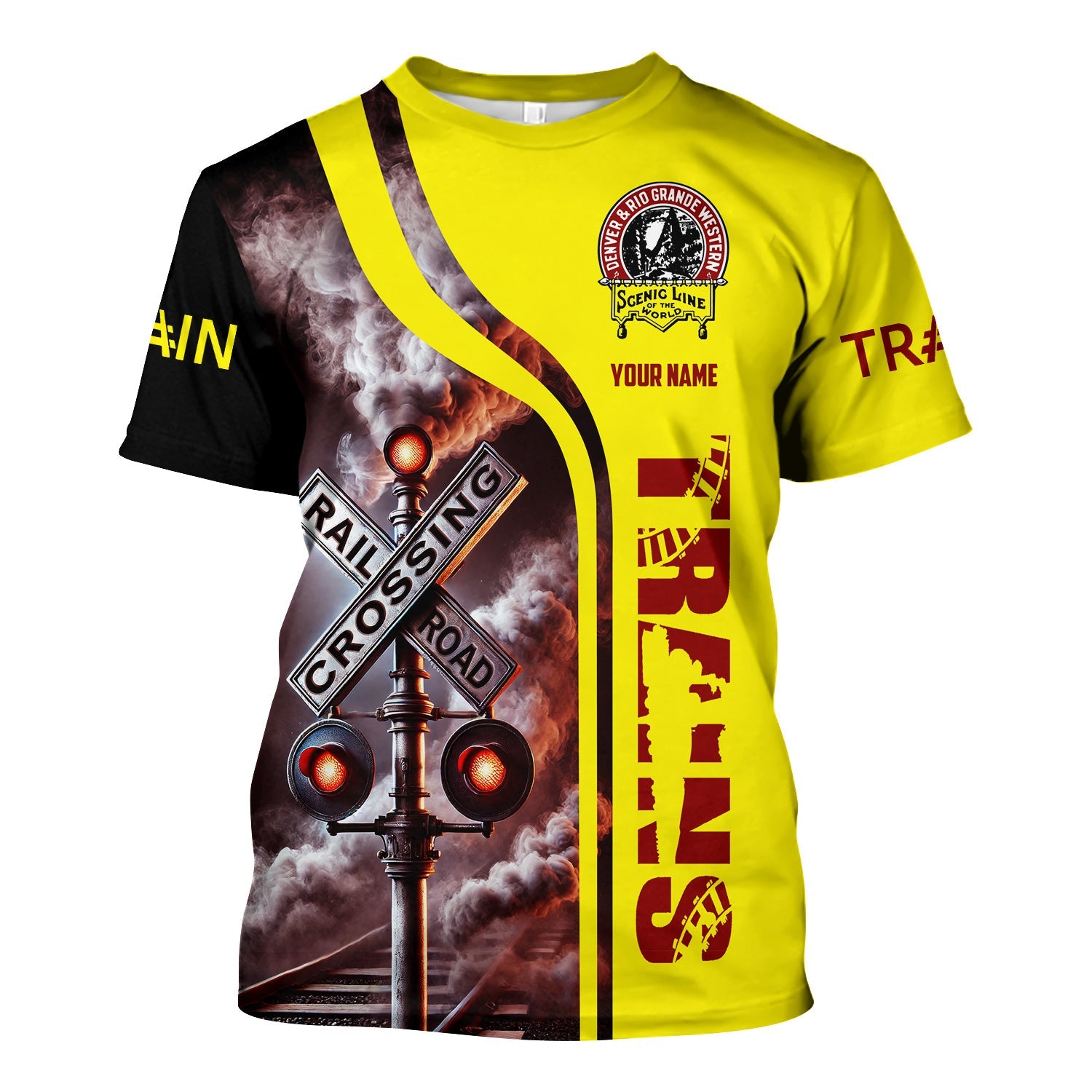 Railspirit Custom Name Denver and Rio Grande Western Railroad T Shirt One Track Mind Milwaukee Road American Locomotive Train Shirt All Over Print