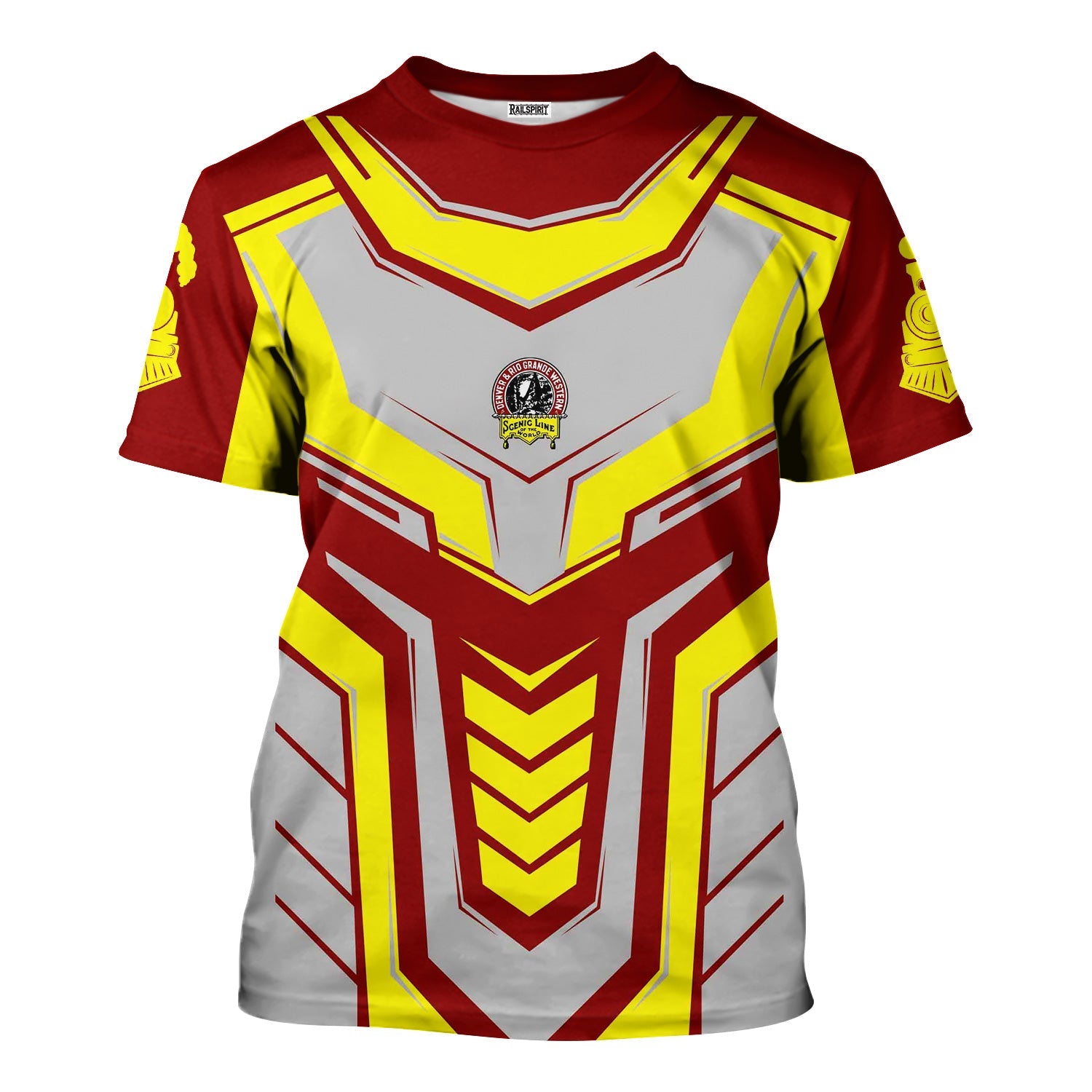 Railspirit Personalized Denver and Rio Grande Western Railroad T-Shirt Armor-Inspired Design Train Shirt All Over Print