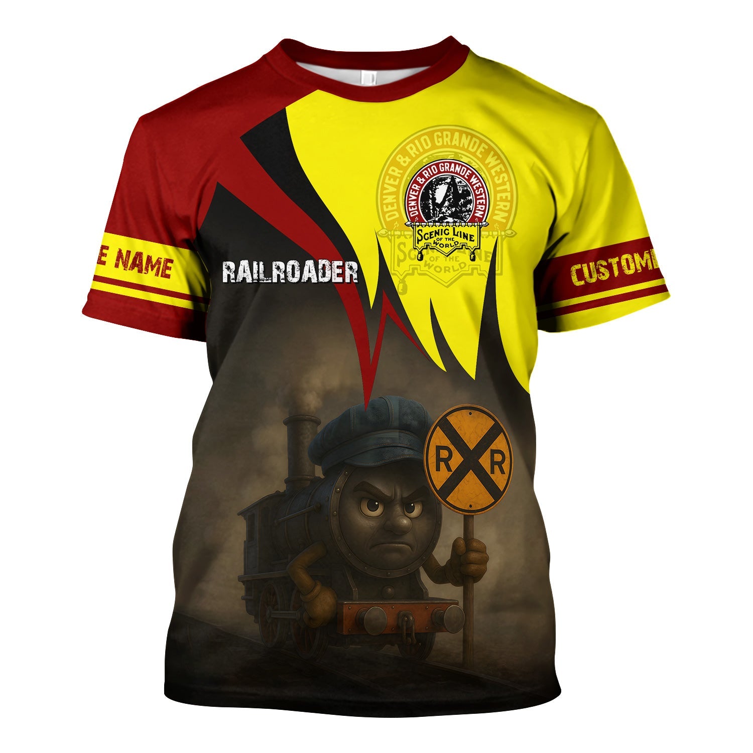 Railspirit Personalized Denver and Rio Grande Western Railroad T-Shirt Angry Train Shirt Gift Idea For Train Lover