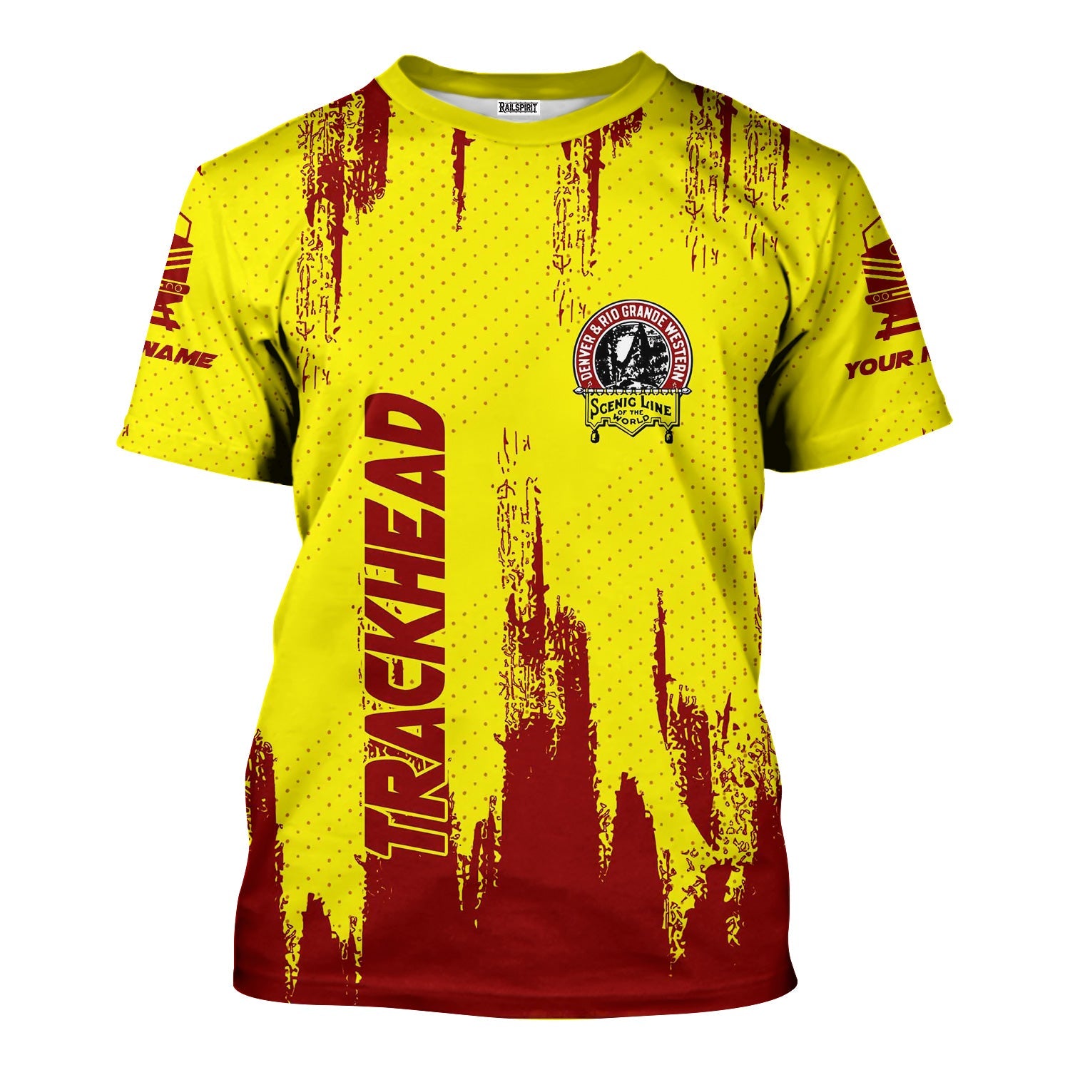 Railspirit Personalized Denver and Rio Grande Western Railroad T-Shirt Paint Impact Design Train Shirt for Trackhead