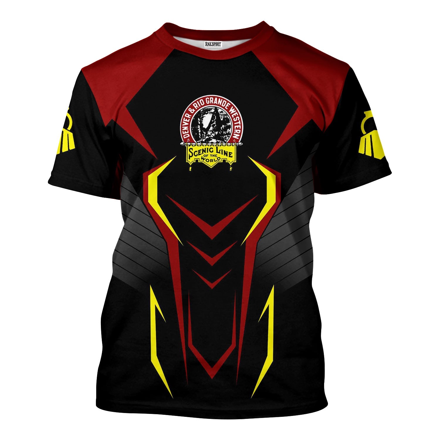 Railspirit Personalized Denver and Rio Grande Western Railroad T-Shirt Dynamic Design Style Perfect Shirt for Train Enthusiasts