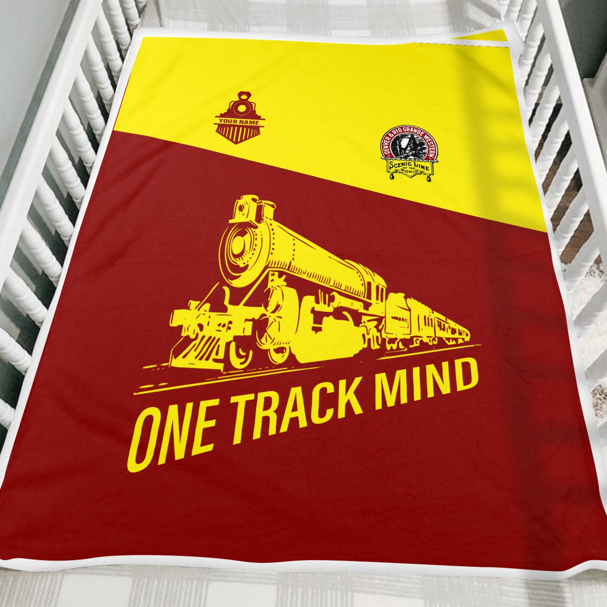 Railspirit Personalized Denver and Rio Grande Western Railroad Blanket One Track Mind Train Blanket Gift Idea For Train Lover