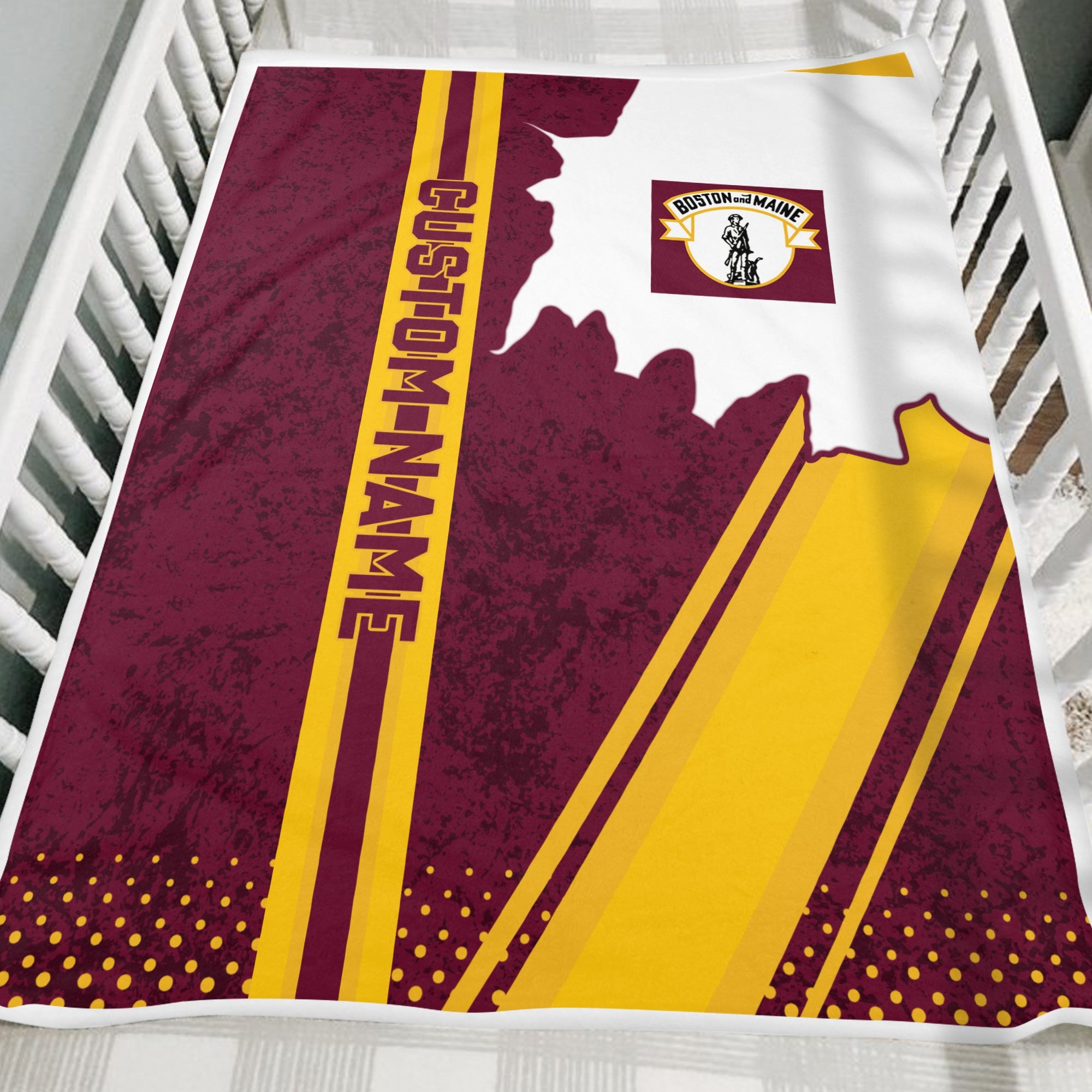 Railspirit Personalized Boston and Maine Railroad Blanket Vintage All Over Printed Blanket